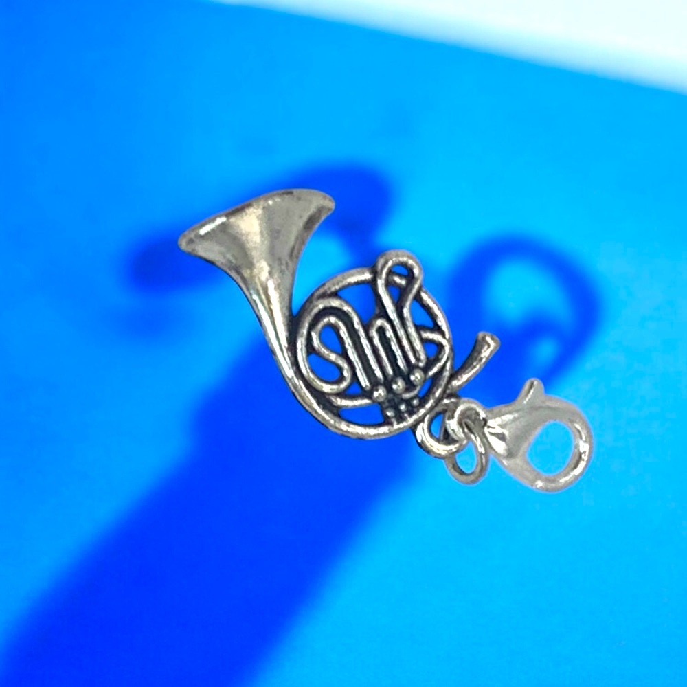 French Horn Silver Keychain, Bag, Backpack Charm - Picture 2 of 4